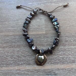 Chan Luu semi precious freshwater black pearl bracelet adjustable new in box